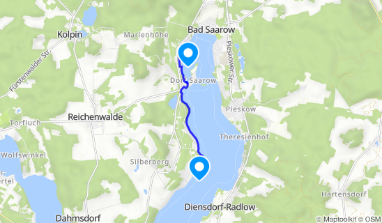Kartenausschnitt Yachtclub Bad Saarow am „Das Dorsch“ 